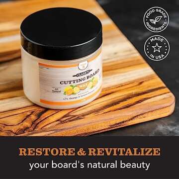 CLARK'S Cutting Board Finish Wax, Enriched with Lemon & Orange Oils ,Made with Natural Beeswax and Carnauba Wax,Butcher Block Wax, (6 ounces)