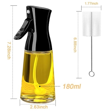 Premium 180ml Glass Olive Oil Sprayer for Cooking - Versatile & Healthy
