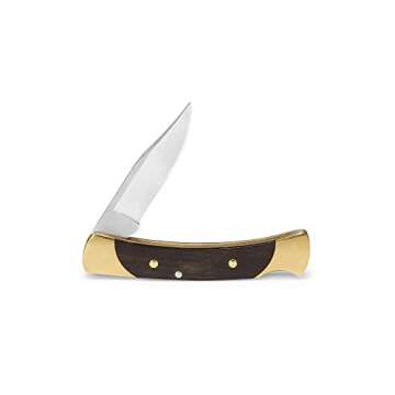 Buck Knives The 55 Folding Pocket Knife 2-3/8" 420HC Steel Clip Blade, Ebony Handle, Brass Bolsters
