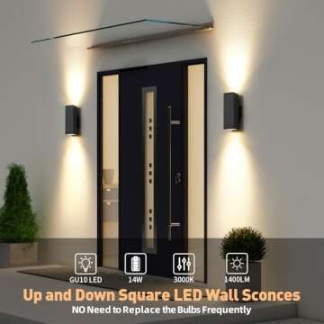 Tewei LED Square Up and Down Lights - Matte Black Outdoor Wall Fixtures