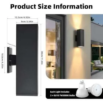 Tewei LED Square Up Down Outdoor Wall Sconces with Bulbs