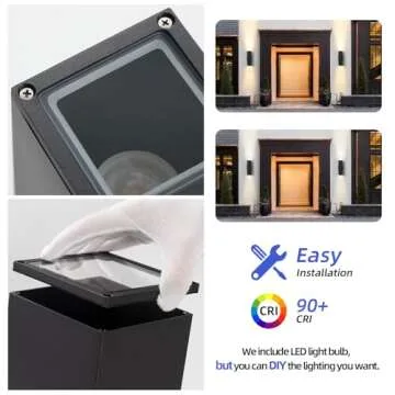 Tewei LED Square Up Down Outdoor Wall Sconces with Bulbs