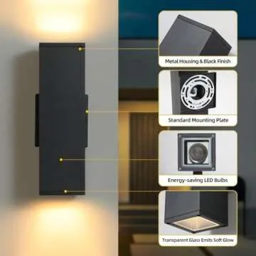 Tewei LED Square Up Down Outdoor Wall Sconces with Bulbs