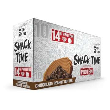 Rich Piana 5% Nutrition Snack Time | Squeezable Protein Shots | High Protein Snack Pouches | Convenient, Real Food Protein from Peanuts & Egg Whites | 10-Count (Chocolate Peanut Butter)