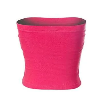 Stylish Hot Pink Double Layered Tube Top with Bra