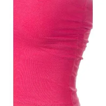 Stylish Hot Pink Double Layered Tube Top with Bra