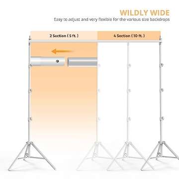 Julius Studio [White Body] 10 x 10 ft. (W x H) New Gen. White Metal Backdrop Stands, Background Support System, White Matt Finishing Body, Metal Cap Head, Enhanced Stability, Spring Clamps, JSAG990