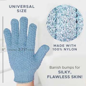 Exfoliating Glove (4 Pcs, 2 Pairs) - Heavy Exfoliate Glove for Dead Skin Bath Exfoliating Gloves for Shower Spa Massage & Body Scrub - Shower Gloves for Women & Men