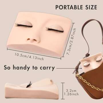 Embagol Double Layer Lash Mannequin Head - Realistic Soft-Touch Rubber Head With 2 Layers Replaced Eyelids - Training Makeup Head(1 Pair Removable Eyelids)