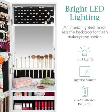 Elegant LED Mirror Jewelry Cabinet for Stylish Organization