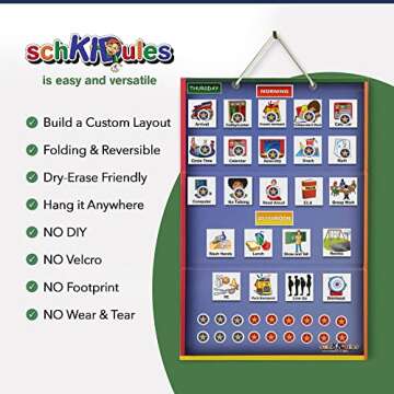 SchKIDules Magnetic Visual Schedule & Progress Chart for School, w/123 Magnets & a 2-Sided 18” Fol...