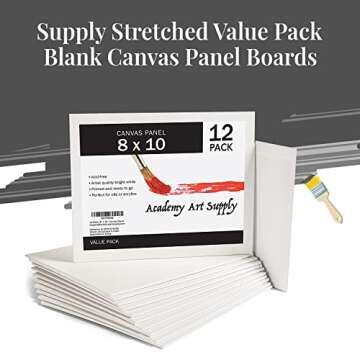 Academy Art Supply Canvases Panels 8 x 10 inch - 100% Cotton Artist Blank Canvas Board for Painting,...