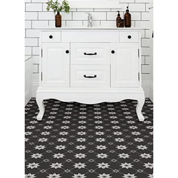 FloorPops Rigel Peel & Stick Floor Tiles Black White Modern