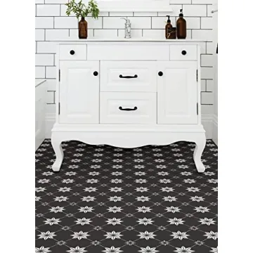 FloorPops Rigel Peel & Stick Floor Tiles Black White Modern