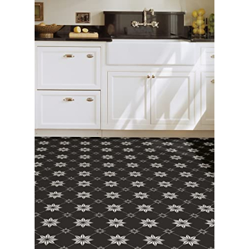 FloorPops Rigel Peel & Stick Floor Tiles Black White Modern