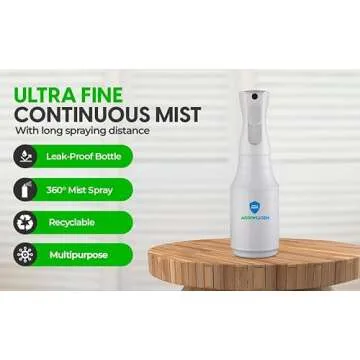 AgroMagen Continuous Mist Sprayer Bottle for Hair Styling, Plants, Cleaning, Ironing and Skin Care (24 oz./700 ml)