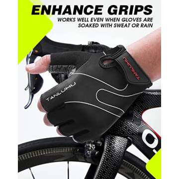 Tanluhu Cycling Gloves Mountain Bike Gloves Half Finger Road Racing Riding Gloves Breathable Shock-Absorbing Biking Gloves for Men and Women (Black, S)