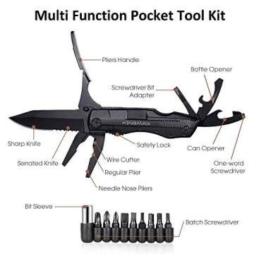KINGMAX Pocket Knife,Multitool Tactical Knife with Blade,Saw, Plier, Screwdriver, Bottle Opener,Fold...