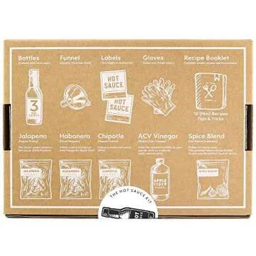 Unique Gift for Men, Deluxe Hot Sauce Making Kit, 3 Varieties of Chili Peppers, Gourmet Spice Blend, 3 Bottles, 16 Fun Labels, Make your own sauce, Nice Gift For Dad, Brother, Uncle, Guys. (Deluxe Kit)
