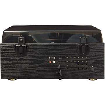 Crosley CR7010A-BK Ridgemont 3-Speed Turntable with Bluetooth, AM/FM Radio, CD Player, Cassette Deck, and Aux-in