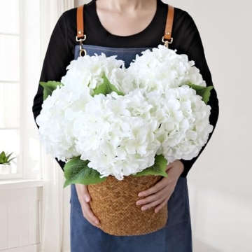 JINWOE 20-Inch Silk Hydrangea Flowers for Home Decoration