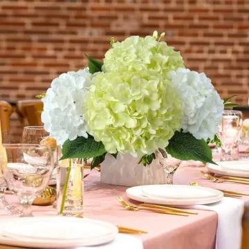 JINWOE 20-Inch Silk Hydrangea Flowers for Home Decoration