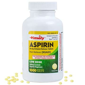 Timely - Low Dose Aspirin 81mg - 1000 Tablets - Compared to the Active Ingredient in Bayer Low Dose ...