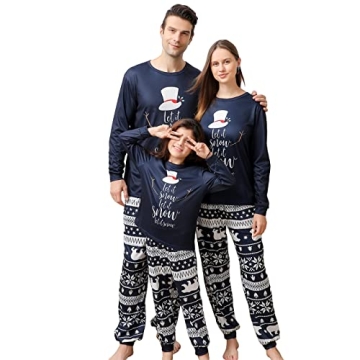Onancehim Matching Christmas Pajamas for Family, Funny Holiday Cute Let It Snow Print Tops and Plaid...