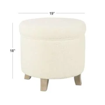HomePop Round Faux Sheepskin Storage Ottoman - Chic Style