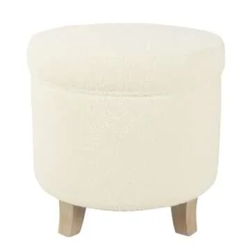 HomePop Round Faux Sheepskin Storage Ottoman - Chic Style