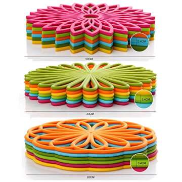 ME.FAN Silicone Trivet - Trivet Mat - Kitchen Hot Pads for Pots/Hot Dish Insulated Teapot Trivet Flexible Durable Non Slip Large Coasters 3 Set Light Blue