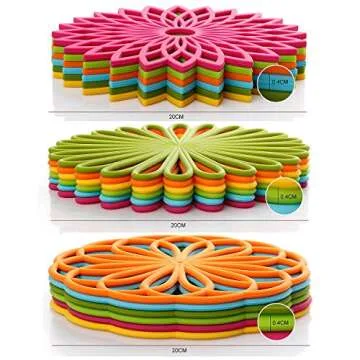 ME.FAN Silicone Trivet - Trivet Mat - Kitchen Hot Pads for Pots/Hot Dish Insulated Teapot Trivet Flexible Durable Non Slip Large Coasters 3 Set Light Blue