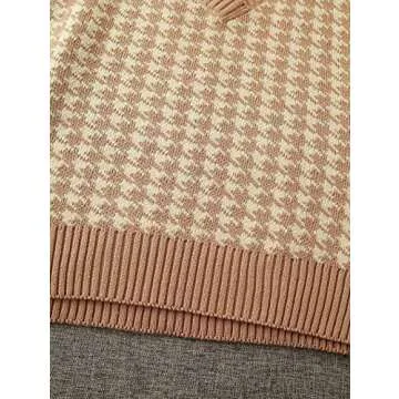 Sdencin Women Houndstooth Knit Sweater Vest - Stylish & Cozy