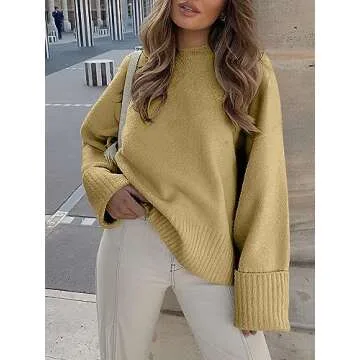 ANRABESS Women’s Oversized Crewneck Fuzzy Knit Casual Sweater