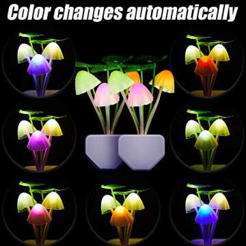 Mudder 4 Pcs Sensor Mushroom Night Lights LED Night Lights 7 Color Changing Plug-in Light Sensor Wall Lamp for Adults Bedroom, Bathroom, Christmas Party Gift(Lotus Leaf Style)