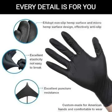 Disposable Black Nitrile Gloves - Latex Free & Durable 100 pcs