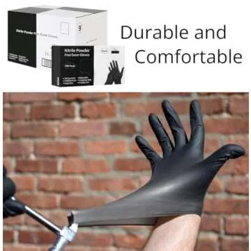 Disposable Black Nitrile Gloves - Latex Free & Durable 100 pcs