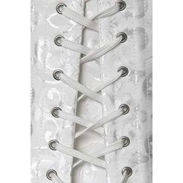 Charmian Women's 26 Steel Boned Brocade Long Torso Hourglass Body Shaper Corset White Small