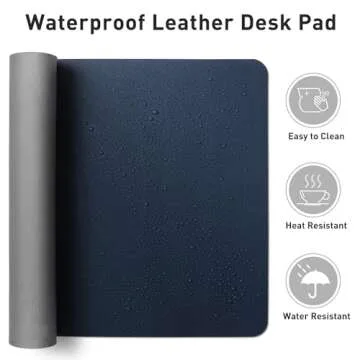 Aothia Leather Desk Pad Protector, Mouse Pad, Office Desk Mat, Non-Slip PU Leather Desk Blotter, Laptop Desk Pad, Waterproof Desk Writing Pad for Office and Home(Dark Blue,31.5" x 15.7")