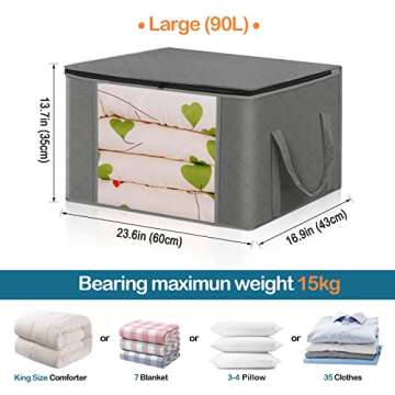 CCidea 2 Pack Clothes Storage Bag Organizer with Reinforced Handle, Great for Comforters, Blankets, ...