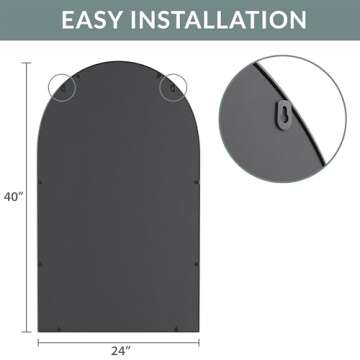 Elegant 24x40 Black Metal Cathedral Mirror for Home