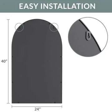 Elegant 24x40 Black Metal Cathedral Mirror for Home