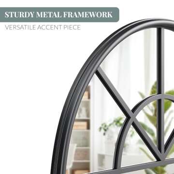 Elegant 24x40 Black Metal Cathedral Mirror for Home