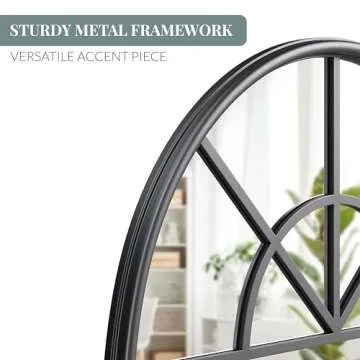 Elegant 24x40 Black Metal Cathedral Mirror for Home