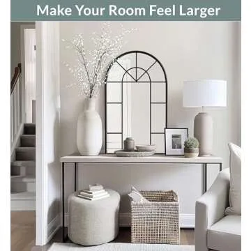 Elegant 24x40 Black Metal Cathedral Mirror for Home