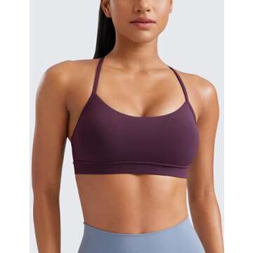 CRZ YOGA Butterluxe Womens Y Back Sports Bra - Padded Racerback Low Impact Spaghetti Thin Strap Work...