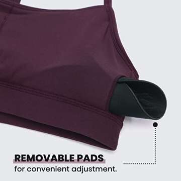 CRZ YOGA Butterluxe Womens Y Back Sports Bra - Padded Racerback Low Impact Spaghetti Thin Strap Workout Yoga Top Deep Purple Medium