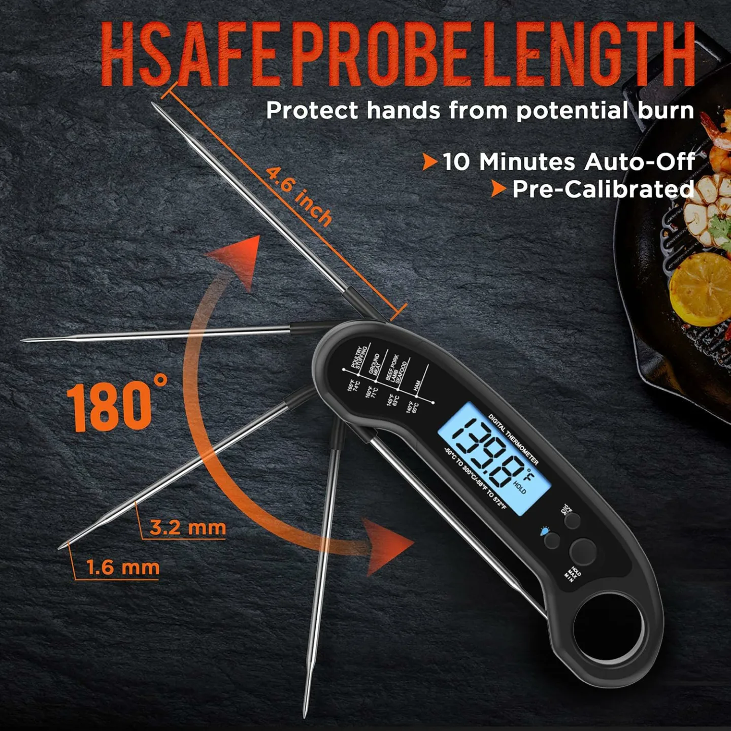 Digital Meat Thermometer - Fast & Waterproof Cooking Tool