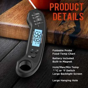 Digital Meat Thermometer - Fast & Waterproof Cooking Tool
