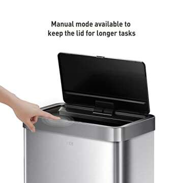 EKO Mirage X 80 Liter / 21.1 Gallons Motion Sensor Trash Can, Stainless Steel